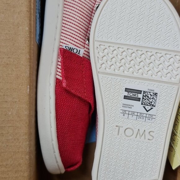 TOMS Unisex-Child Kids Red Stripes Bimini - Picture 3 of 3